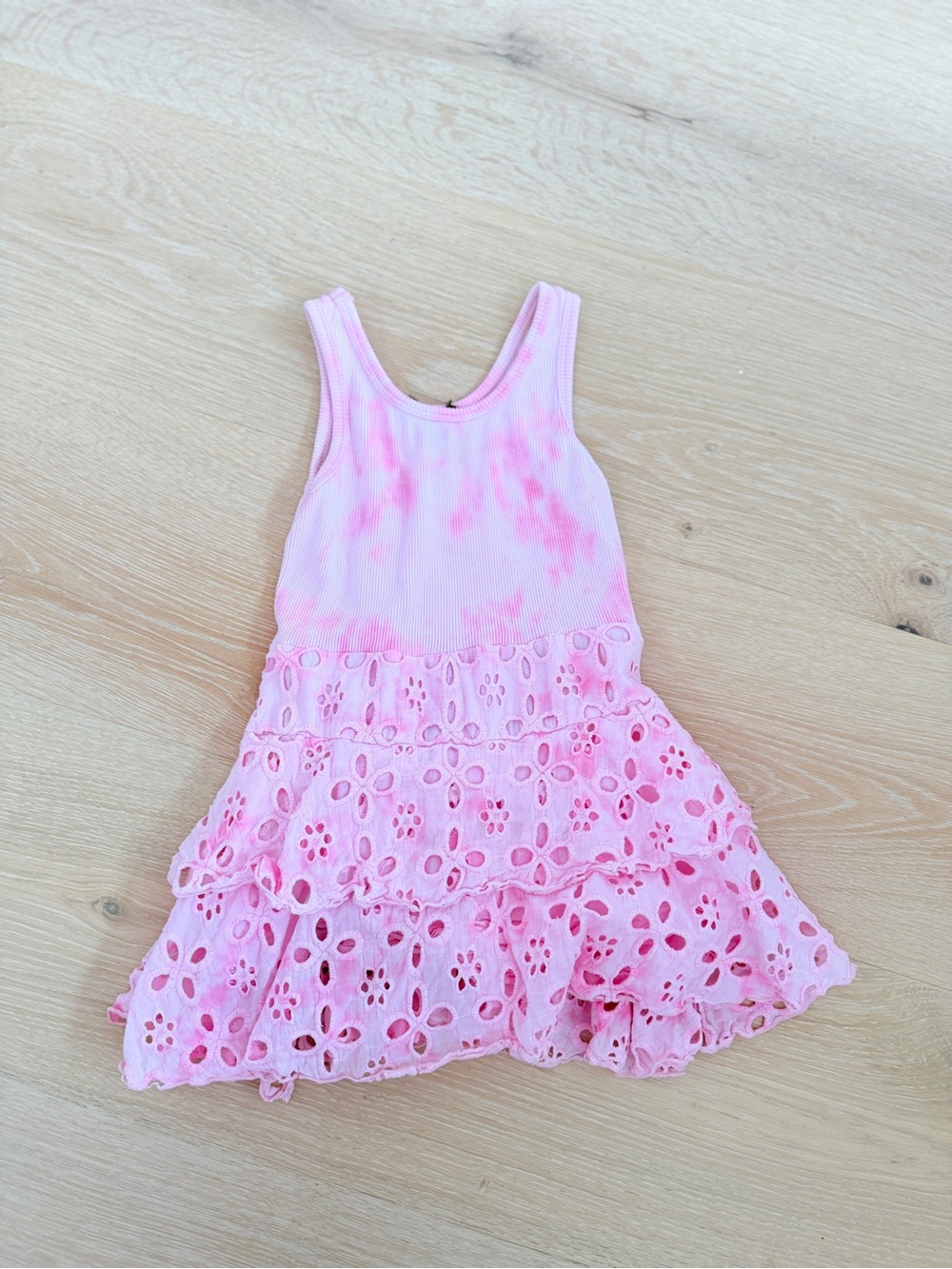 Pink Tiered Eyelet Sundress